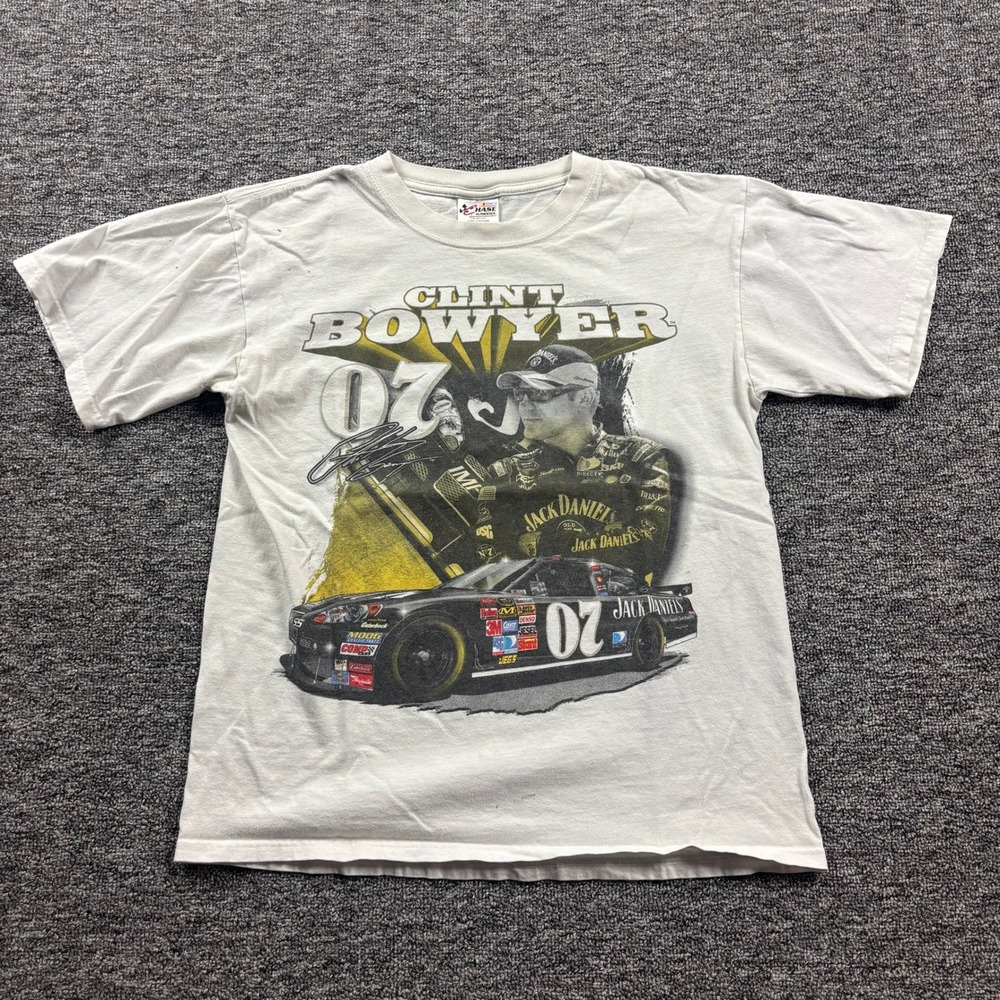 Y2K‎ 2000s Chase Authentics NASCAR Clint Bowyer Graphic White T-Shirt Size Med
